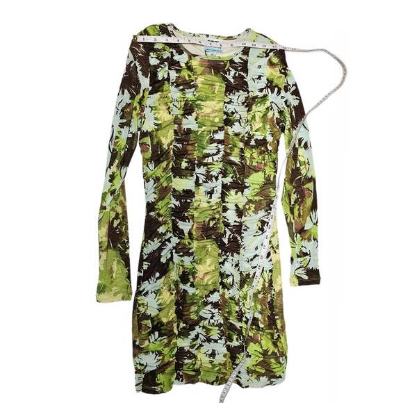 Ruched Bodycon Floral Long Sleeve Mini Dress NWT - Picture 7 of 15